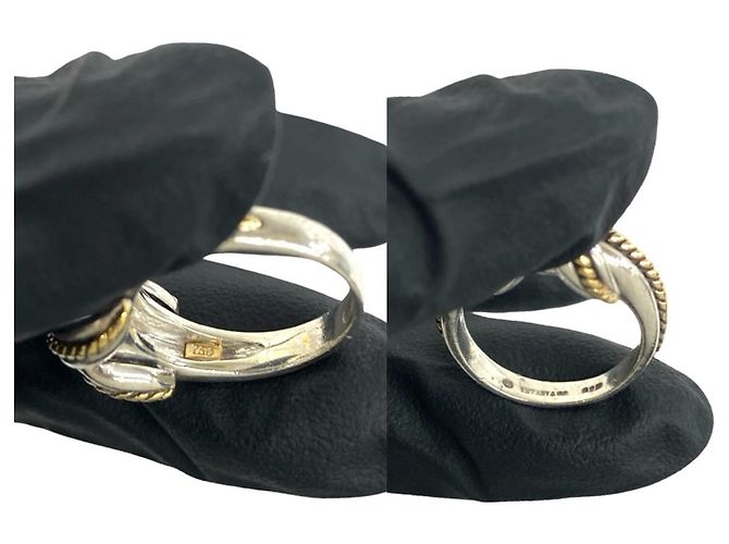 Autre Marque Bague Tiffany Vintage Signature Band Argenté Doré - vue 3