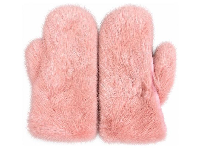 Furla Handschuhe aus rosa Leder und Nerzfell - Ansicht 2