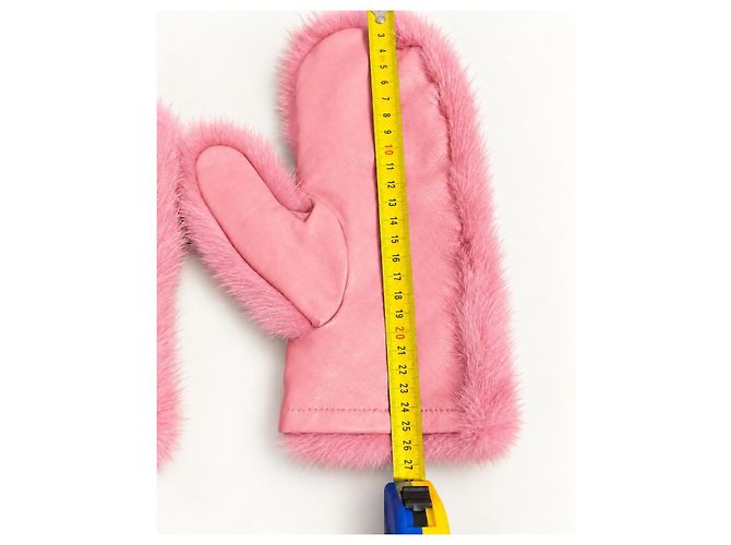 Furla Handschuhe aus rosa Leder und Nerzfell - Ansicht 5