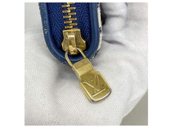 Louis Vuitton langes Portemonnaie aus Monogram Jacquard Denim Blau - Ansicht 8