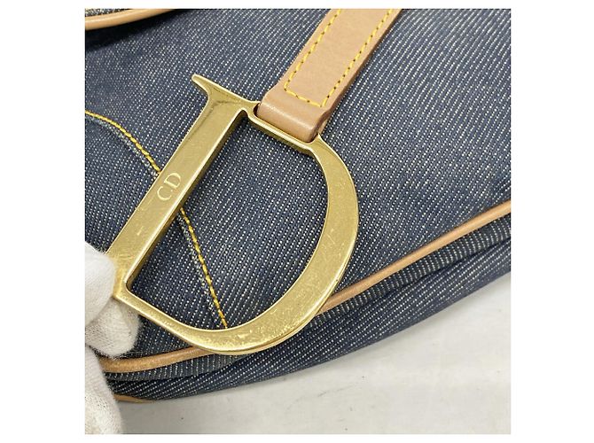Bolsa de denim Christian Dior Marrom Azul - vista 10