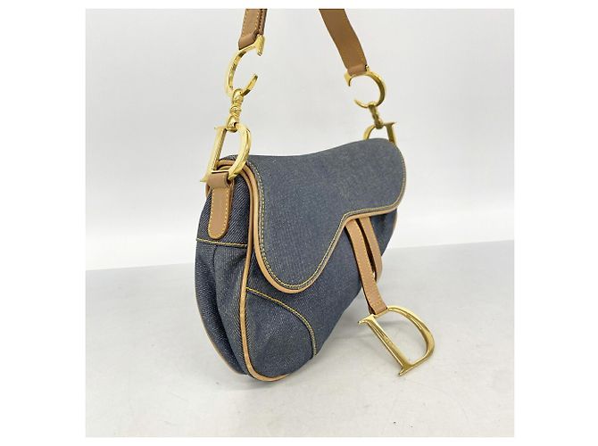 Bolsa de denim Christian Dior Marrom Azul - vista 2