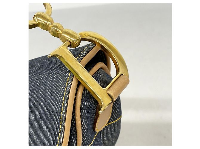 Bolsa de denim Christian Dior Marrom Azul - vista 7
