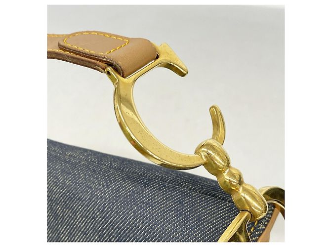 Bolsa de denim Christian Dior Marrom Azul - vista 8