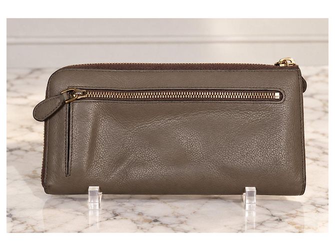 Prada grained leather zipped wallet grey - view 3