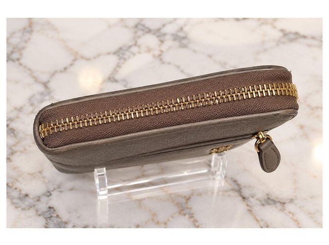 Prada grained leather zipped wallet grey - view 5