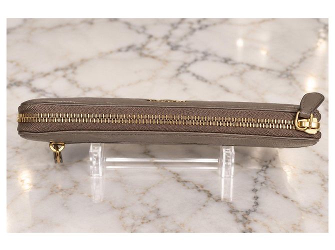 Prada grained leather zipped wallet grey - view 6