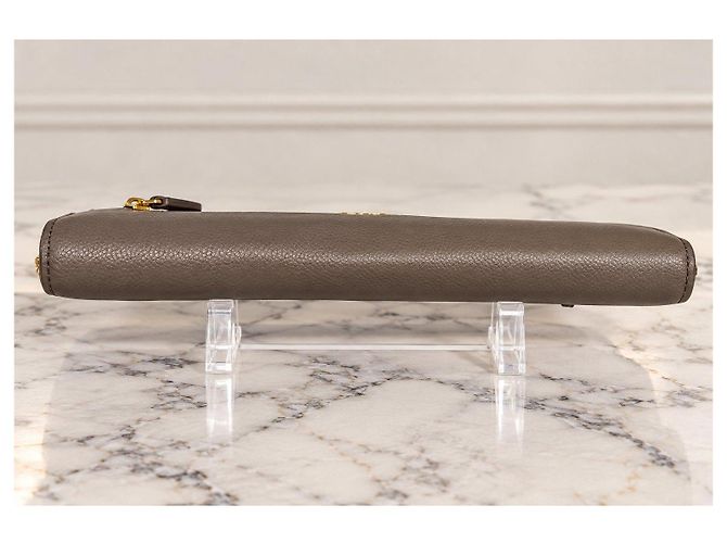 Prada grained leather zipped wallet grey - view 7