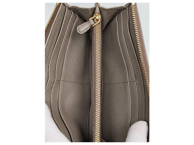 Prada grained leather zipped wallet grey - view 8