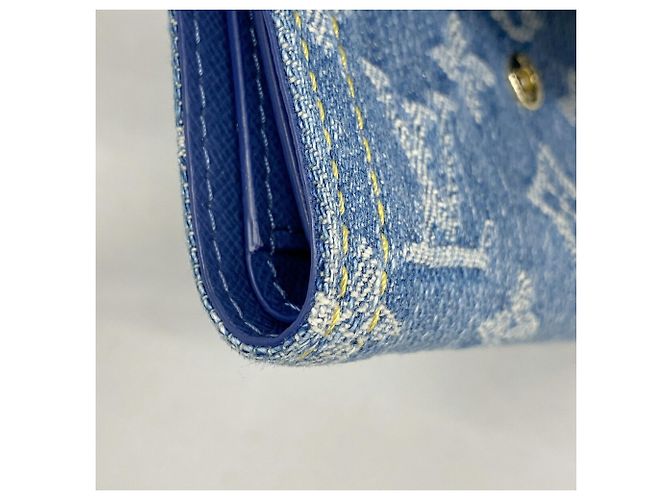 Portafoglio Louis Vuitton tri-fold in denim blu - vista 5