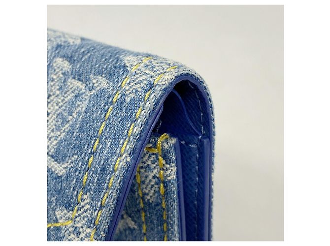 Portafoglio Louis Vuitton tri-fold in denim blu - vista 6