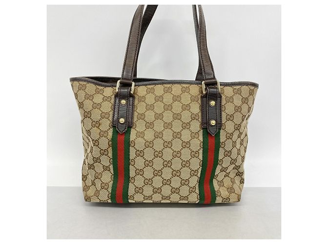 Borsa tote Gucci in tela GG beige - vista 11