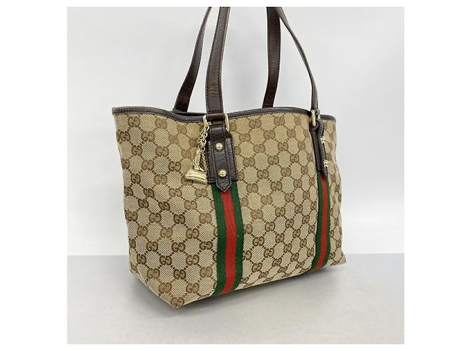 Borsa tote Gucci in tela GG beige - vista 2