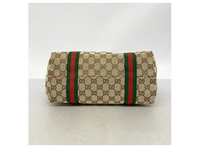 Borsa tote Gucci in tela GG beige - vista 3