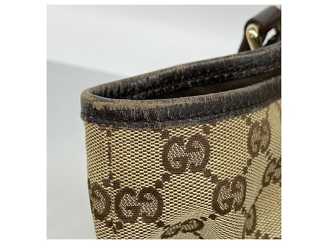 Borsa tote Gucci in tela GG beige - vista 6