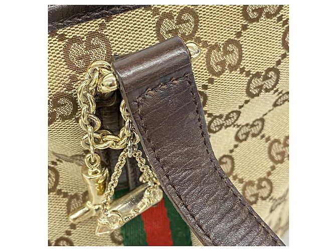 Borsa tote Gucci in tela GG beige - vista 9
