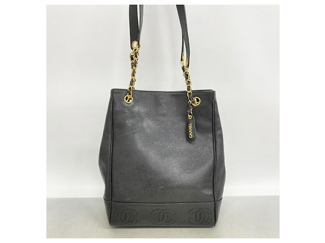 Chanel Triple Coco Schultertasche aus Kaviarleder Schwarz - Ansicht 11