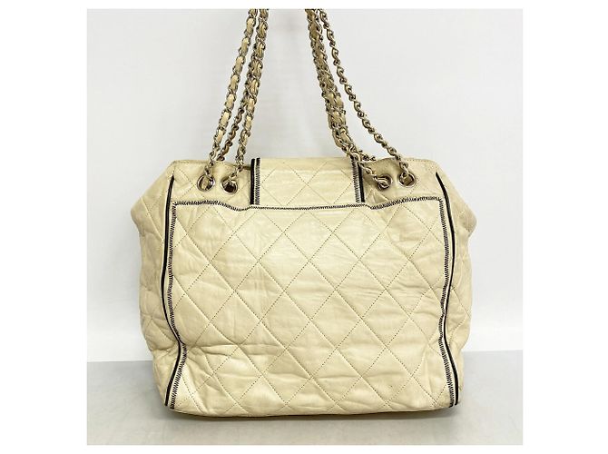 Borsa Chanel Tote Chain 2.55 in pelle matelassé Crudo - vista 11