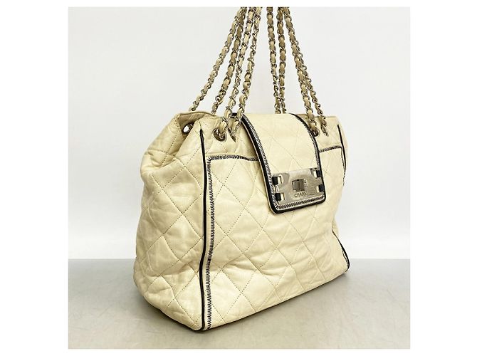 Borsa Chanel Tote Chain 2.55 in pelle matelassé Crudo - vista 2