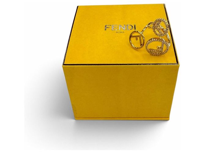 Fendi Ring mit Strass-Band Golden - Ansicht 2