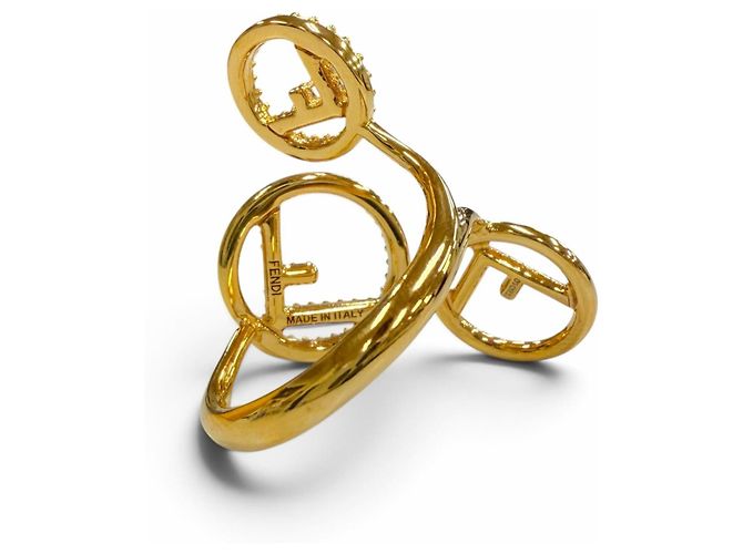 Fendi Ring mit Strass-Band Golden - Ansicht 4