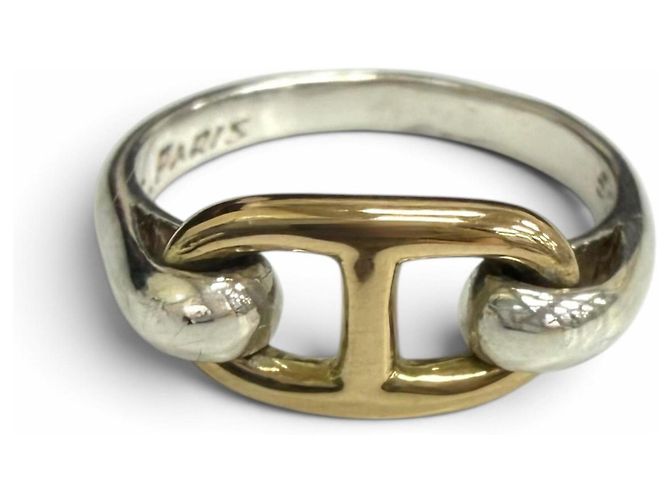 Hermès Hermes Vintage Chaine d'Ancre Ring Silvery Golden - view 2