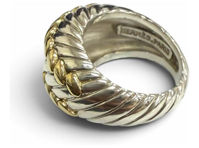 Hermès Hermes Vintage SV925 750 Ring Seilmotiv Silber Golden - Ansicht 3