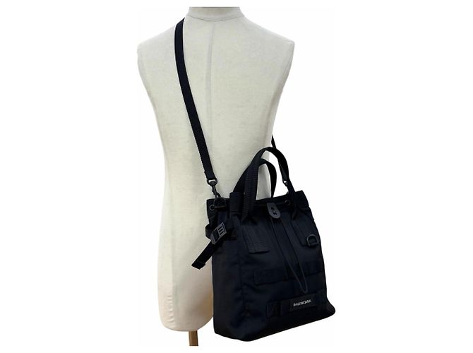 Balenciaga 644029 Army Small Nylon Leather 2-Way Tote Bag - vista 2