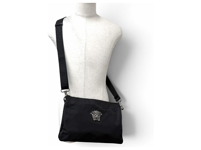 Versace Leather Medusa Greca 2-Way Shoulder Bag/Clutch Bag Black - view 2