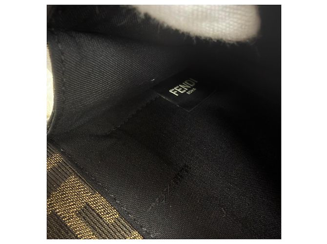 Fendi Canvas Leather Zucca Pattern Baguette Double Shoulder Bag Brown Black - view 13