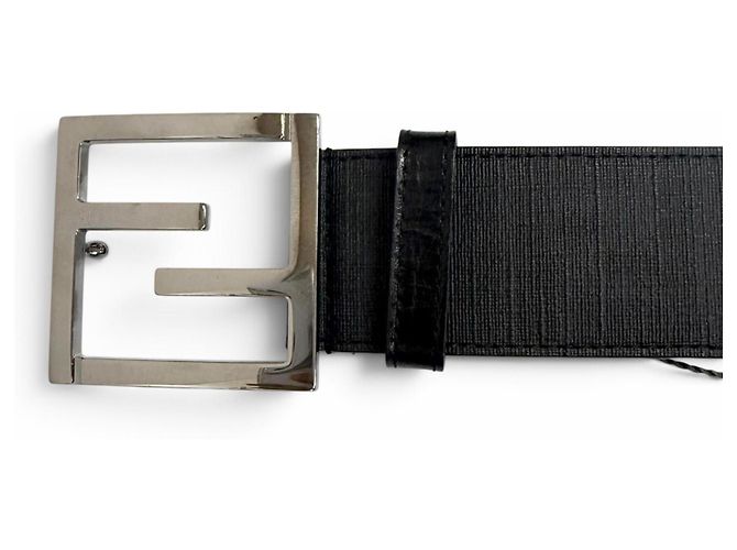 Zucca Fendi Gürtel aus schwarzem Leder mit FF-Logo-Schnalle - Ansicht 5