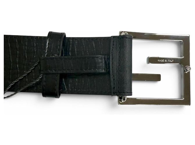 Zucca Fendi Gürtel aus schwarzem Leder mit FF-Logo-Schnalle - Ansicht 6