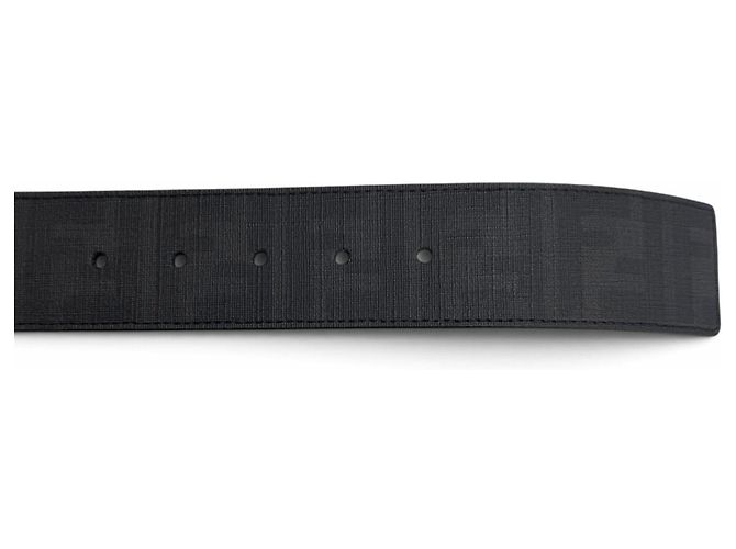Zucca Fendi Gürtel aus schwarzem Leder mit FF-Logo-Schnalle - Ansicht 7