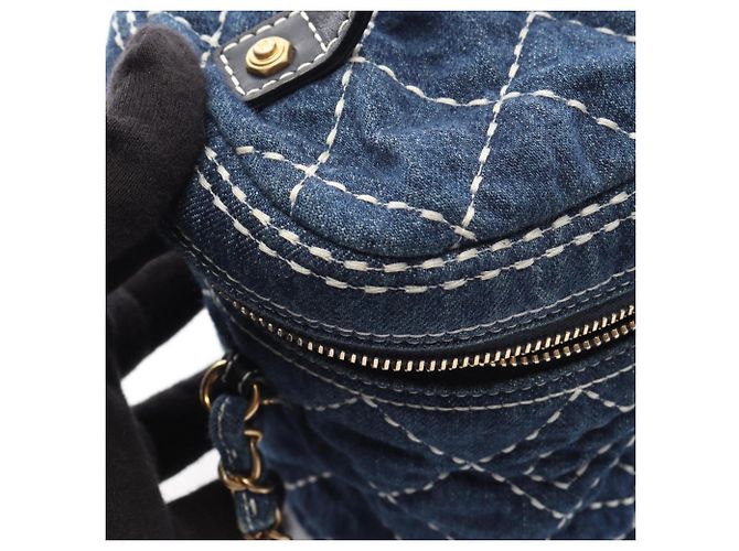 Borsa Vanity Chanel in Denim Blu navy - vista 10