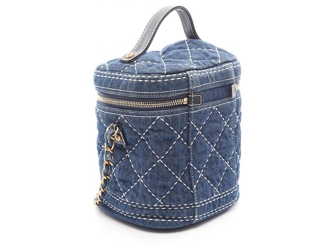 Borsa Vanity Chanel in Denim Blu navy - vista 2