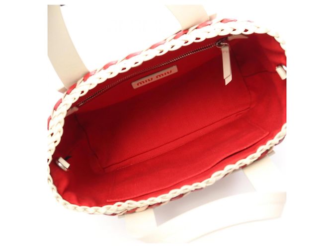 Borsa 2-Way Miu Miu Intreccio Rosa Bianco Rosso - vista 3