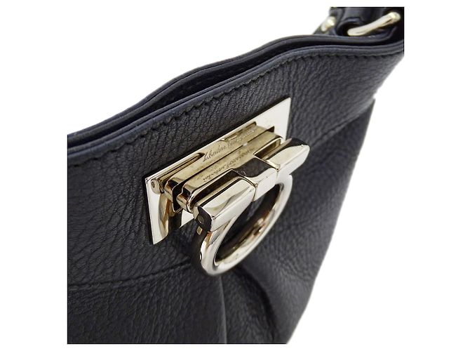 Borsa a tracolla in pelle Gancini Salvatore Ferragamo Nero - vista 11