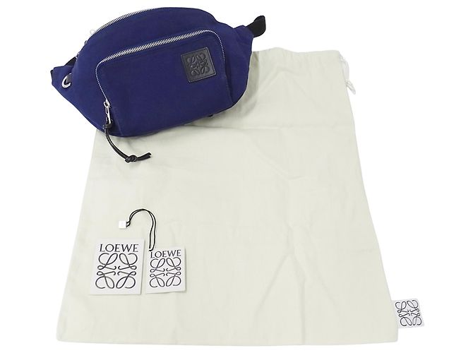 Borsa Sling Loewe in tela blu navy - vista 7