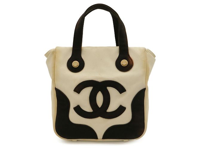 Bolso Tote Chanel Coco Mark Marshmallow Negro Blanco Crudo Amarillo - vista 2