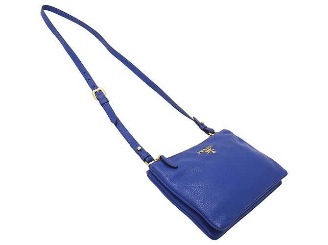 Prada Schultertasche aus blauem Leder - Ansicht 4
