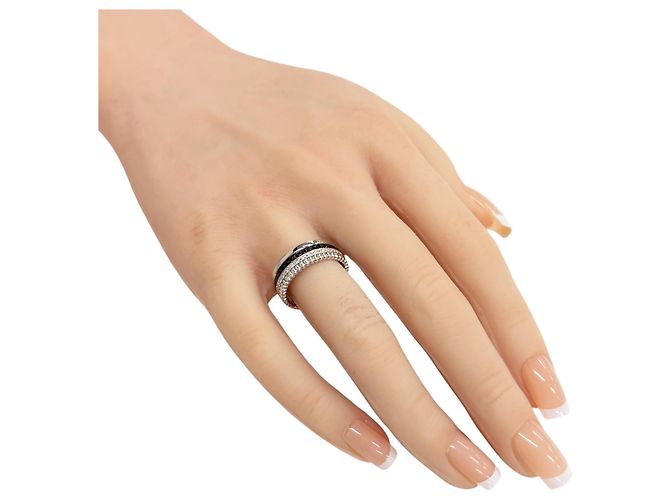 Anillo Boucheron Quatre Black Band Negro Blanco - vista 2