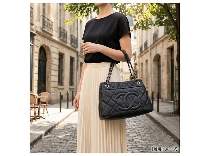 Sac cabas Chanel Coco Mark Matelassé Noir - vue 13