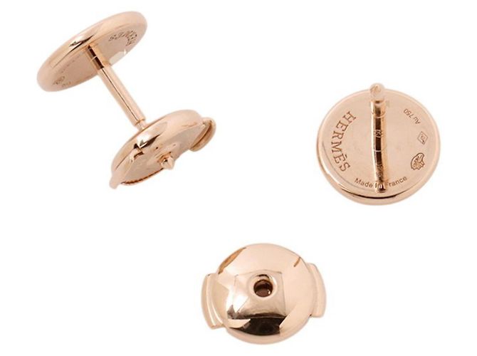 Hermès Boucles d'oreilles Hermes Ex-Libris TPM en or rose 18K - vue 3