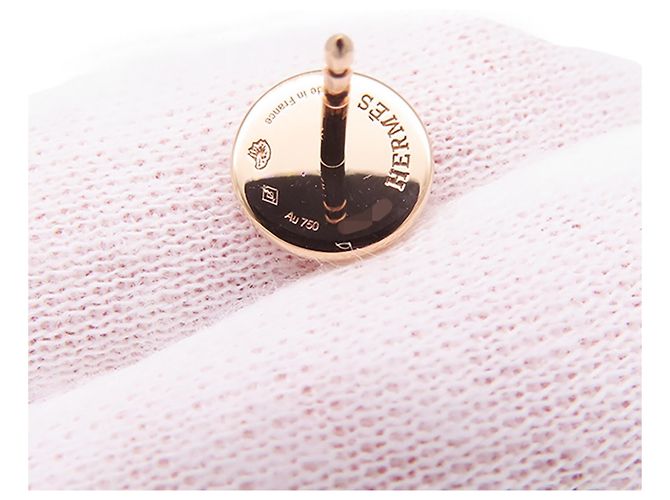 Hermès Boucles d'oreilles Hermes Ex-Libris TPM en or rose 18K - vue 7