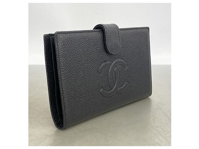 Cartera larga de Chanel en piel de becerro granulada negra Negro - vista 2