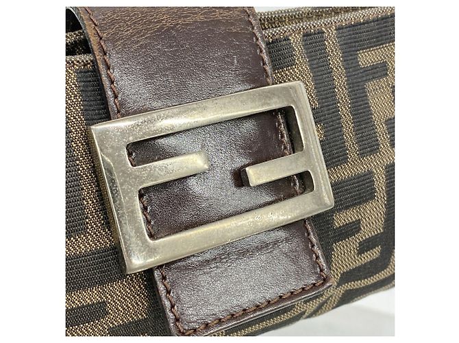 Borsa a tracolla Fendi Zucca in nylon e canvas Marrone - vista 10