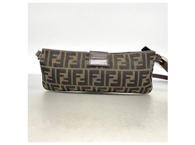 Borsa a tracolla Fendi Zucca in nylon e canvas Marrone - vista 12
