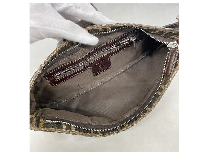Borsa a tracolla Fendi Zucca in nylon e canvas Marrone - vista 4