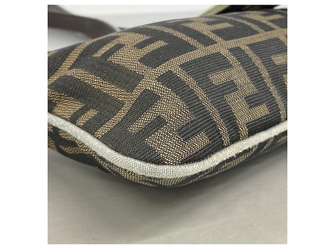 Borsa a tracolla Fendi Zucca in nylon e canvas Marrone - vista 6