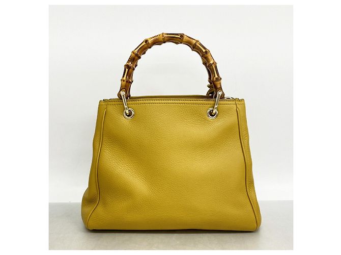 Bolsa Gucci Bamboo de couro amarela Amarelo - vista 10